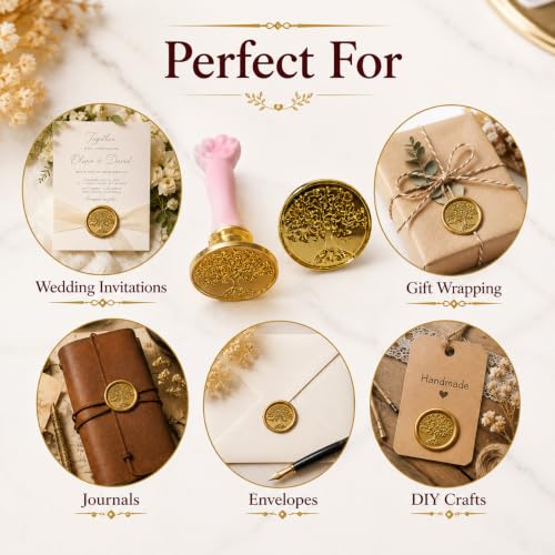 Image of Curated Cart 1 Wax Seal Stamp Kit Decorating Gift Cards Wedding Invitations Envelopes Letters Sealing (Tree of Life Wax Stamp)
