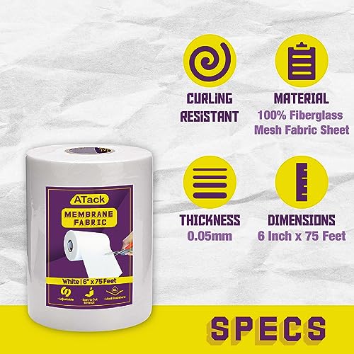 ATack Fiberglass Waterproofing Anti-Fracture Membrane Fabric Sheet, 6 Inches x 75 Feet, Water Barrier Mesh Tape for Shower Walls and Tiles - Image 3