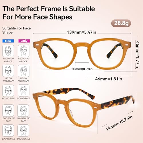 Image of Dollger Blue Light Blocking Glasses for Men Women Retro Round Anti Eye Strain Computer Gaming BlueLight Eyeglasses