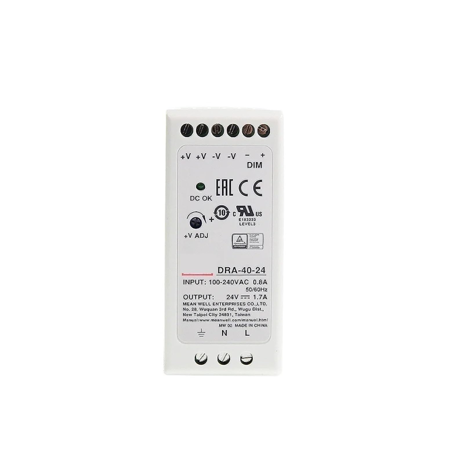 Alimentation DRA-40-24 réglable pour stabiliser votre courant 24V