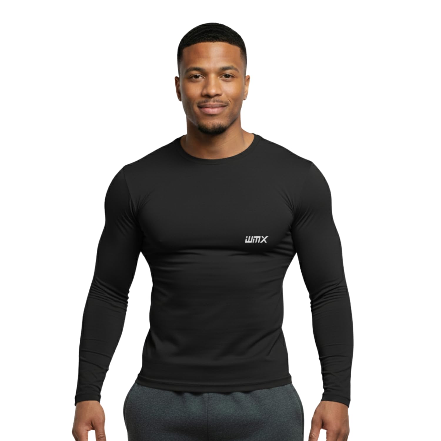 WMX Men's Sports Running Set Compression Shirt + Pants Skin-Tight Long Sleeves Quick Dry Fitness Tracksuit Gym Yoga Suit Athletics Fit (Black, S) 1
