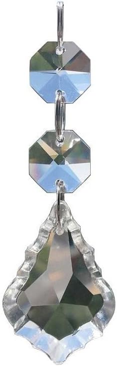 20 Pcs Maple Leaf Crystal Pendants with Octagon Beads Chain for Chandelier, Clear Glass Crystal Chandelier Pendants (38mm)