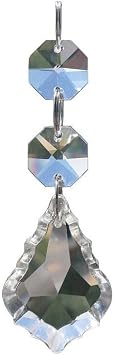 20 Pcs Maple Leaf Crystal Pendants with Octagon Beads Chain for Chandelier, Clear Glass Crystal Chandelier Pendants 38mm