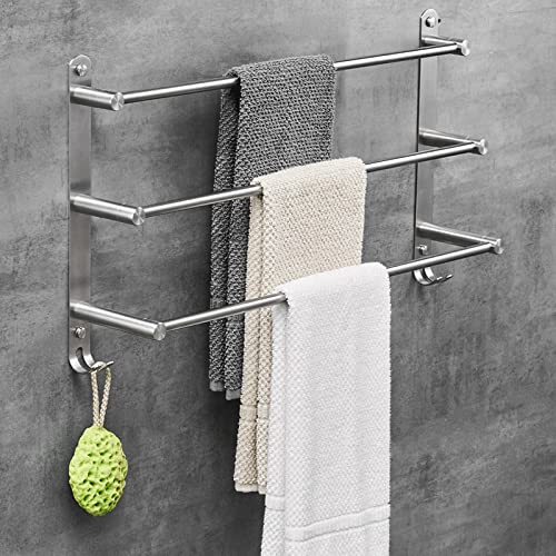 Support serviette salle de bain inox mural avec crochet et barre de rangement - 2