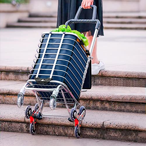 Einkaufstrolley 8 Räder Treppenklettern Utility Schiebewagen Faltbarer großer Einkaufswagen mit Drehrädern vorne abnehmbare wasserdichte Tasche Aluminiumlegierung Rahmen