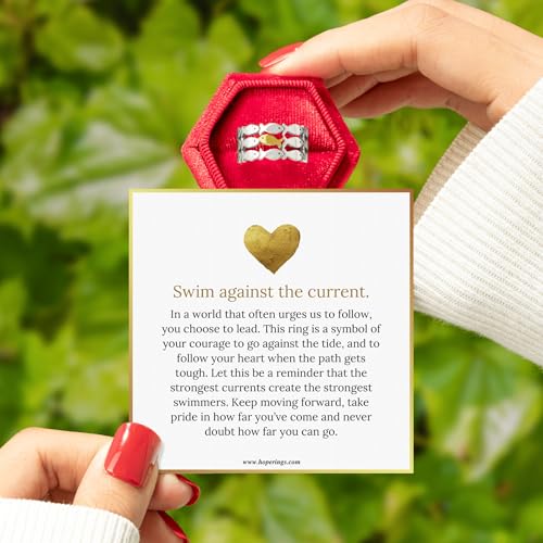 Hope Rings – Swim Against the Current Ring – Inspirational Jewelry for Women & Men – Adjustable Tarnish-Free 304 Stainless Steel Ring2