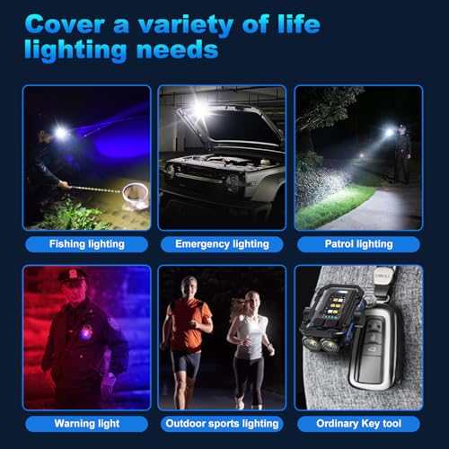 Image of Mini Keychain Flashlight with Clip, LED 360 Degree Rotate Magnetic EDC Key Chain Light with COB Sidelight, USB C Rechargeable Small Multi-Use Mechanics Light for Work Car Repair, lumens