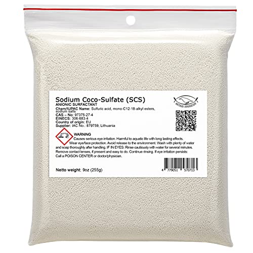 SODIUM COCO SULFATE (SCS) - Anionic, Foaming Surfactant - Fine White Granules - 9oz | 255g