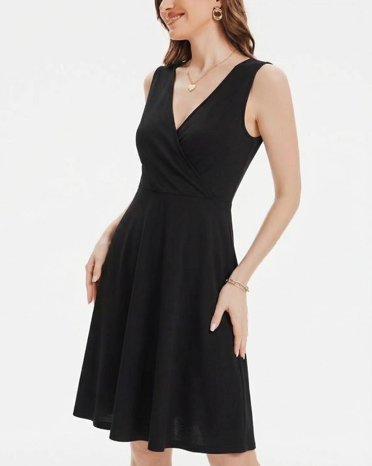 ANYFITTING Built in Bra Summer Dresses for Women 2026 Casual V Neck Flowy Sundresses Sleeveless Tank Midi Dress - Image 6