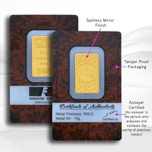 Bangalore Refinery 24k (999.9) 2 gm Yellow Gold Bar cum Coin 5 51621uFl vL. SL500 . SS300