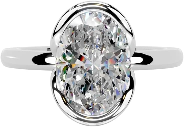 1-6 CT Moissanite Engagement Ring Colorless VVS1 10K 14K 18K Solid Gold & 925 Sterling Silver Half Bezel Set Engagement Ring Christmas Gift For Women