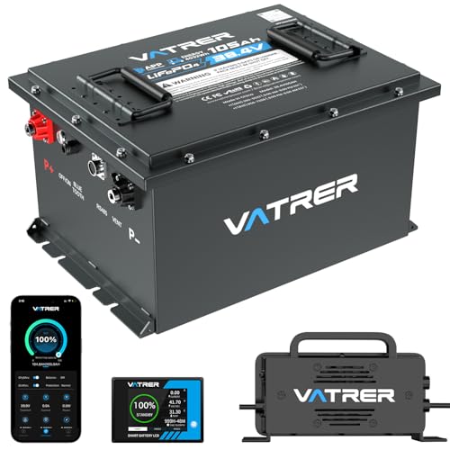 Image of VATRER POWER 38.4V 105Ah LiFePO4 Golf Cart Battery, Built-in Smart 200A BMS
