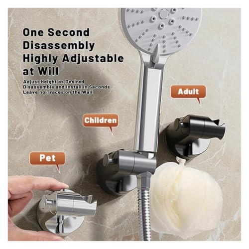 Support pomme de douche à aspiration ventouse rotatif 360 argenté