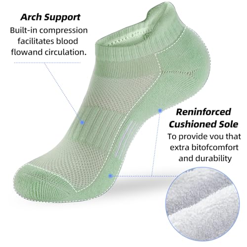 Image of ATBITER Women's Ankle Socks Cushioned Running Athletic No Show Socks-6Pairs | Ladies Low Cut Short Workout Gym Socks With Tab Non Slip for Yoga Pilates Casual Dress Flats Sneaker Shoe Size 6-8 /8-10 /10-12