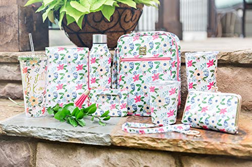 Portland Floral Blue and Gold Tone 5 x 4 Polyester Fabric Tasseled ID Wallet3