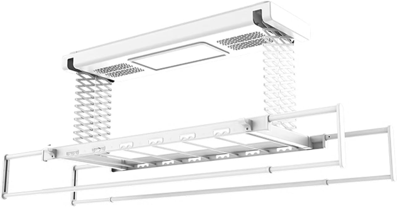 Foldable Space-Saving Clothes Rack Floor-Standing Clothes Rack Tripod Portable Rotating Clothes Rack，Retractable Indoor Clothes Drying Rack, Foldable & Low Noise, 35kg Capacity, Remote Contr