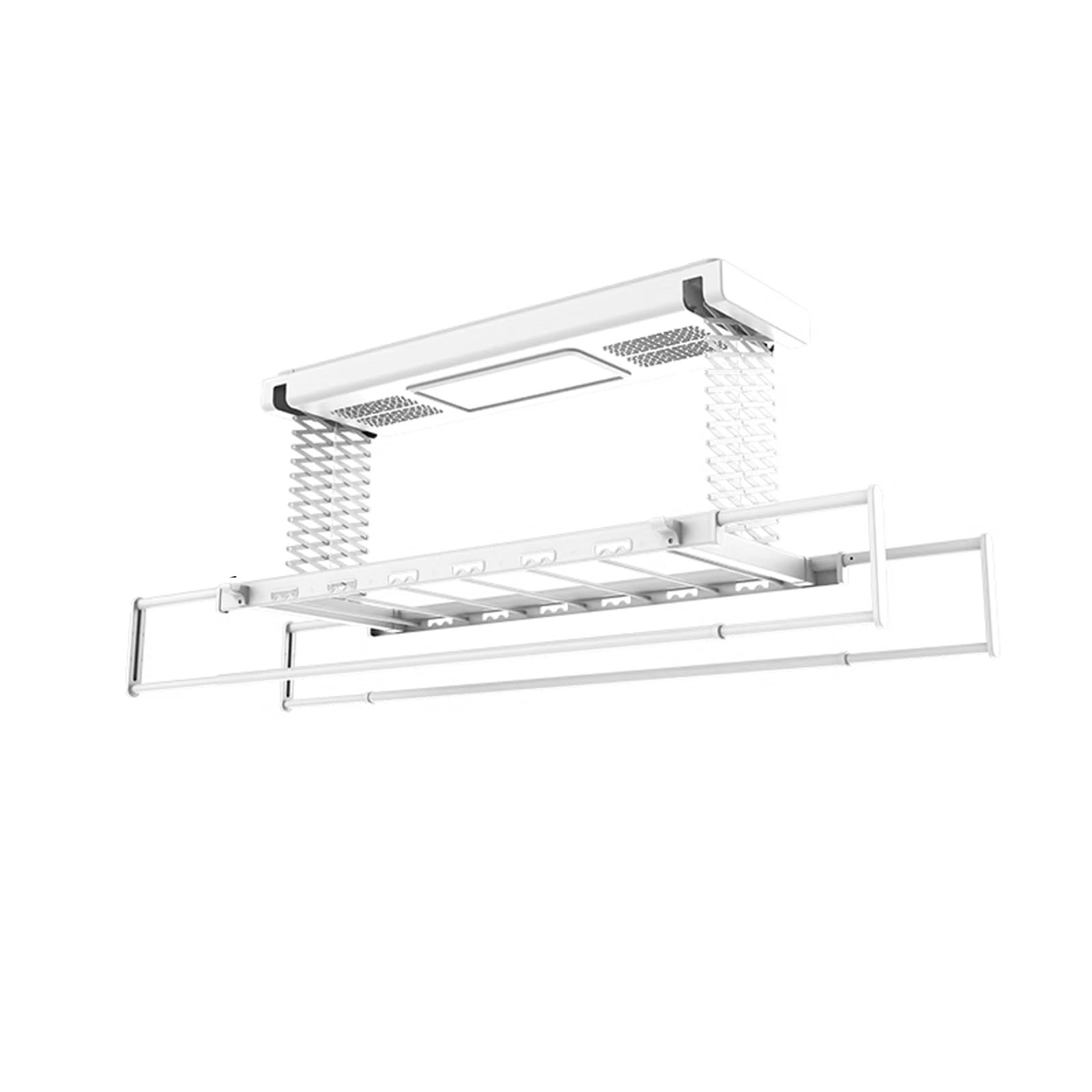 Generisch Ausziehbarer Wäscheständer für den Innenbereich, faltbar und geräuscharm, Tragkraft 35 kg, per Fernbedienung höhenverstellbar, ideal für Bad und Balkon, 220 V, Weiß