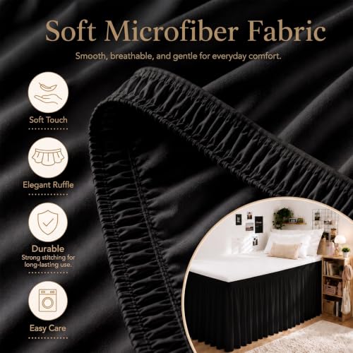 Black Twin XL College Dorm Bed Skirt 32" Drop, Elastic Wrap Dust Ruffle by Vocander - Used condition - Image 7