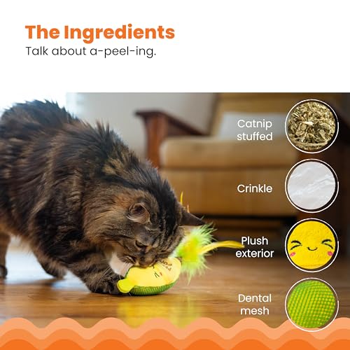 Image of Catstages Peelin' Good Banana Kicker Dental Catnip Toy, Yellow