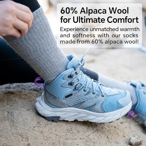 Toughland Alpaca Wool Socks for Men and Women - Non-Itchy, Full Cushion Warm Crew Socks - for Cold Weather, Hiking2