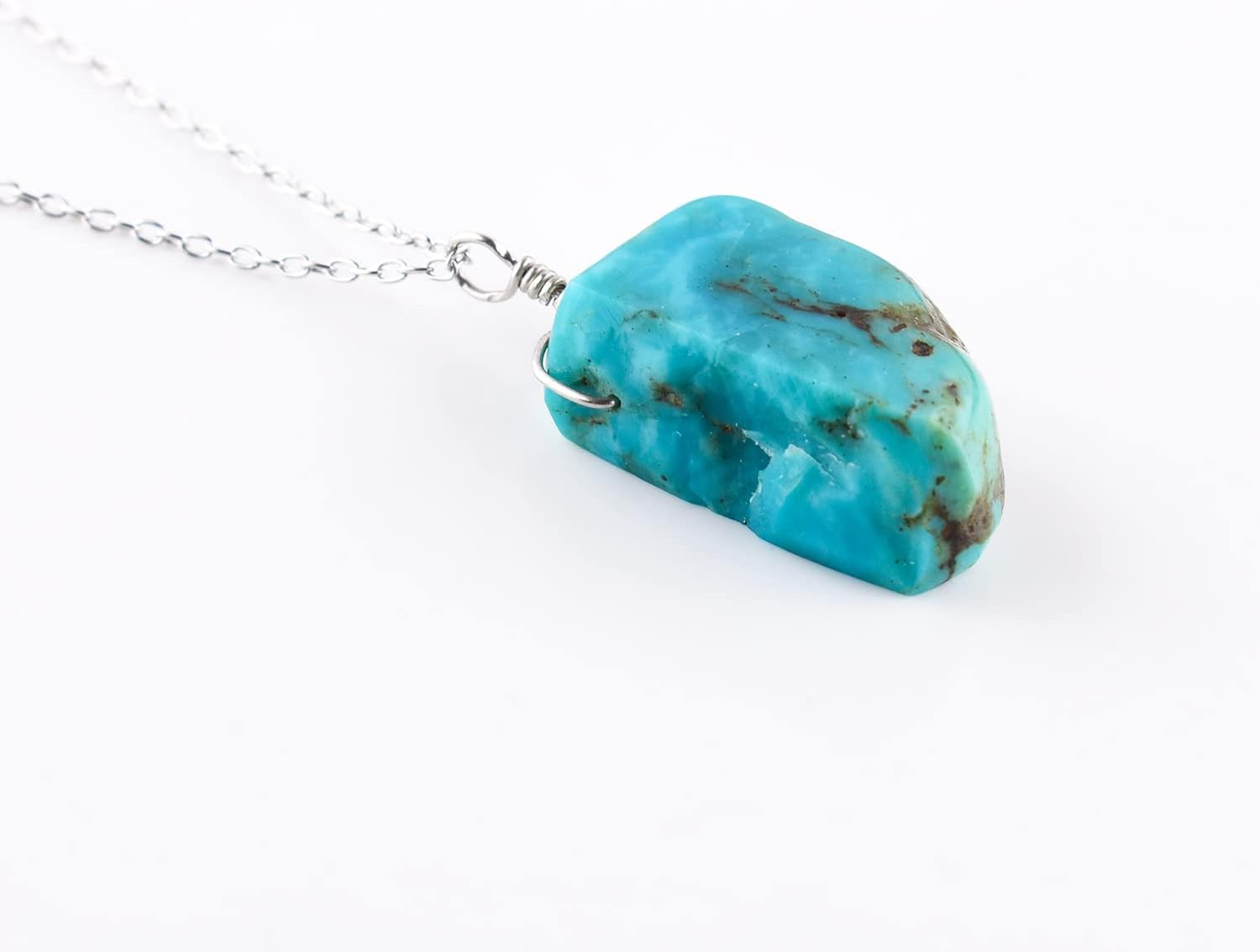 InfinityGemsArt Turquoise Pendant Necklace for Women, Birthstone, Natural Raw Gemstone Rough, Dainty Handmade Jewelry, Chakra Energy Healing Crystals, 925 Silver Chain 20 inch - Image 5