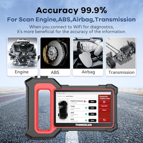 THINKCAR OBD2 Scanner, ThinkScan Plus S5 ABS,SRS,TCM,ECM System CAN Diagnostic Scan Tool, 5 Inches Touchscreen, 94 Brands Car Code Reader, FCA AutoAuth, Wireless Update