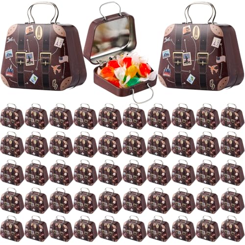 MorningRo 50 Pcs Mini Suitcase Party Favor Boxes Travel Theme