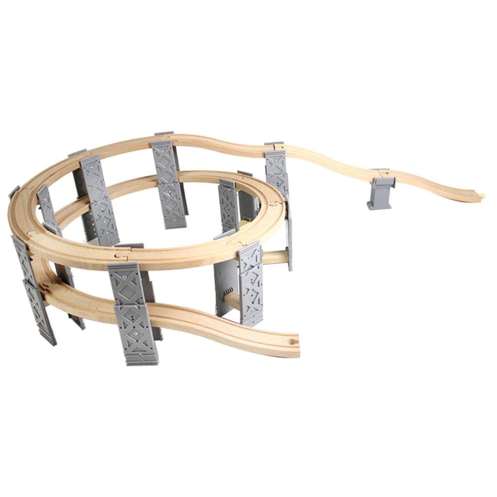 Trenini in Legno Fai da Te con Binari a Spirale E Accessori per La Costruzione di Ferrovie