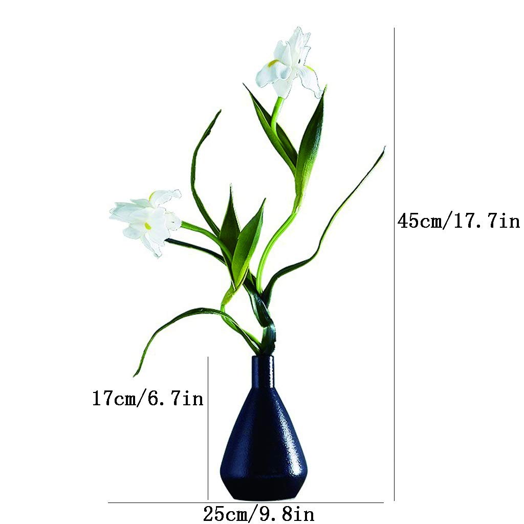 GLigeT Kunstblumen 17,7-Zoll-künstliche Blumen-Bonsai for Büro-Teestube-Wohnzimmer-Anzeige, gefälschte Blumen-Bonsai mit Keramikvase (weiß) Blumen Fake