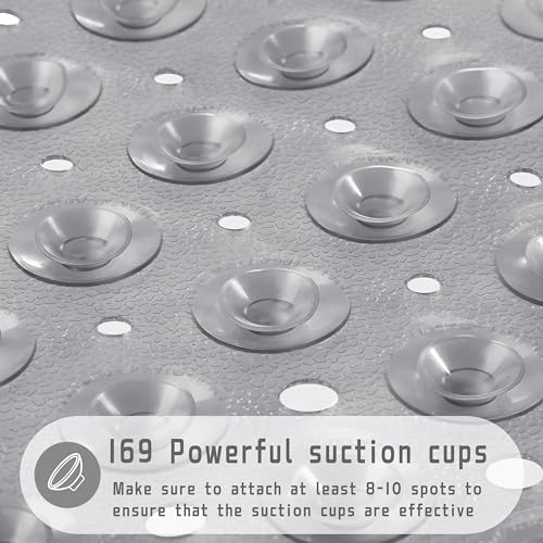 Yimobra Shower Mat 21X21 Inch Square, Non Slip Bathtub Mat with Large Suction Cups&Drain Holes, Soft Fast Dry Shower Stall Mats for Inside Shower, Machine Washable BPA-Free,Bath Essentials, Clear Gray by Yimobra - Used condition - Image 2