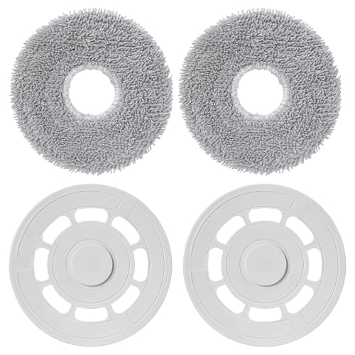 Heykewi Paños de fregona con Soporte de Repuesto para Roborock Qrevo S/Qrevo Pro/Qrevo Plus/Qrevo Maxv/Qrevo Master/Qrevo Slim Aspiradora, 2 soportes de repuesto + 2 Paños de Repuesto