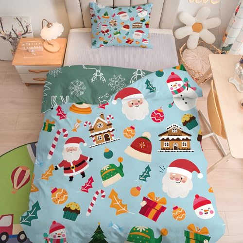 Weihnachtsmann Kinderbettwäsche 100x135 cm - Stechpalmenblätter...