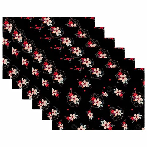 Set de table géométrique rétro noir par 6 de 30x45 cm lavable - 6