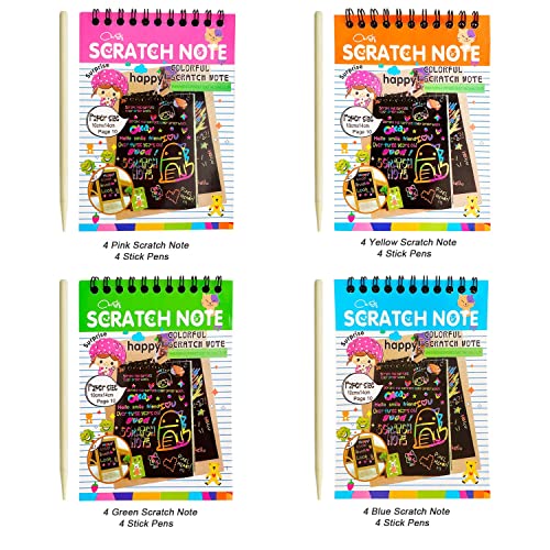 Huastyle 16 Pack Scratch Notebooks Art And Crafts For Kids Ages 4-8-12 Party Favors, Rainbow Magic Scratch Paper For Kids Activities Drawing Girls Crafts Supplies Birthday Games #TOP2