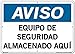 Vestil Notice SignSI-N-45-E-PS-040-S 45 20.5X14.5 POLYSTYRENE.040 Safety Equipment Stored Here EQUIPO DE SEGURIDAD ALMACENADO AQU?