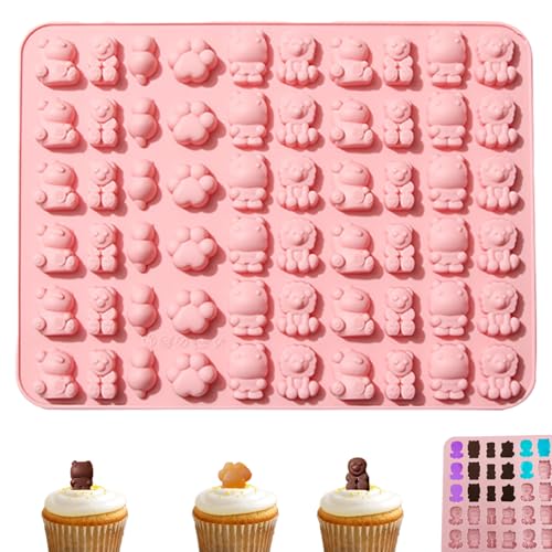 1 set di stampi per caramelle gommose rosa fai da te, 60 stampi in silicone per caramelle, cioccolato, caramelle, gelatina, cioccolato, biscotti