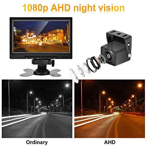 Backup Camera Rear View Monitor 7 Inch 1080P Reverse Cam Kit Dual Split Screen Dvr Waterproof Night Vision Rearview Camera For Truck, Trailer, Large Box, Rv, Camper, Bus Easy Installation Grid Lines #TOP2