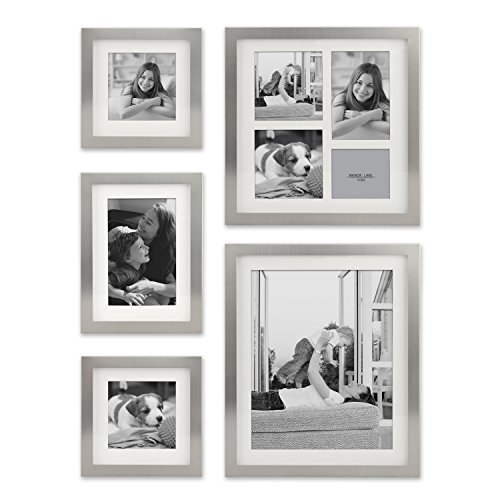 Best Deal Cheap 🛒 Stonebriar Decorative Stamped Silver 5 Piece Photo Frame Set, Wall Hanging Display, Modern Gallery Wall Set, Gift Idea for Engagements, Weddings, and Birthdays