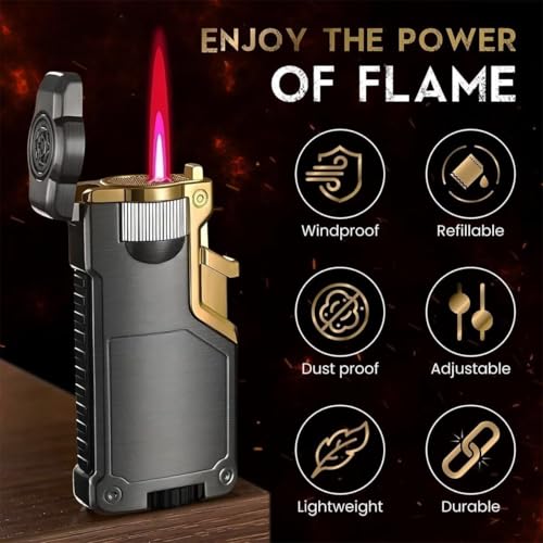 Encendedor a gas butano recargable con llama triple miniatura 3