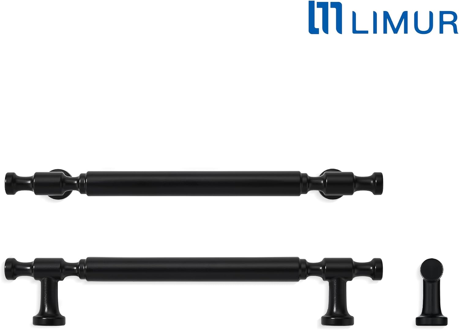 LIMUR 10 Pack 5 Inch (128 mm) Hole Center Matte Black Cabinet Pulls - Solid Zinc Alloy Kitchen Cabinet Handles, Drawer Pulls,Drawer Handle, Wardrobe & Dresser Handles,Cupboard Hardware
