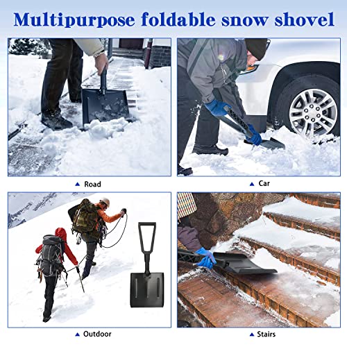 Profiwoab Klappspaten,Schneeschaufel,Leichte Tragbare Schneeschaufel Aus Aluminium,Mit Tragetasche Snow Shove Für Auffahrt,Outdoor, Camping, Survival, Garten Etc
