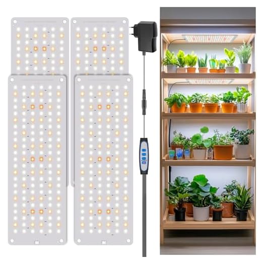 LED-Pflanzenlichtstreifen, CUPAN Vollspektrum-Wachstumslichter für Zimmerpflanzen mit Auto ON & Off Timer, 10 dimmbare Stufen, 144 LEDs Pflanzenwachstumslampen 3er Pack 17 Aumtrly Pflanzenlampe 552 LED Vollspektrum 4er-Pack, Schlankes Pflanzenlicht für Indoor-Pflanzenanbau, Sämlinge, mit UL-Adapter, 6/12/16H Timer, 3 Lichtmodi, 5 Dimmer