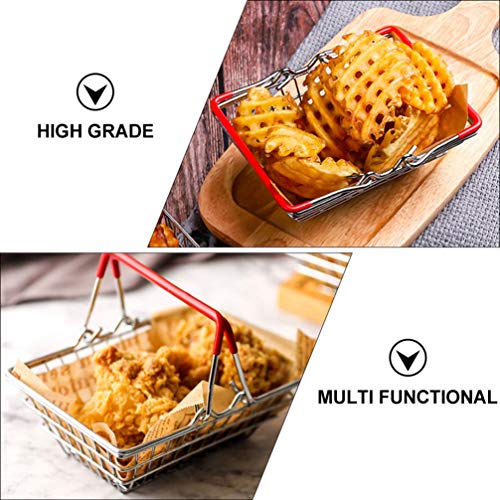 YARNOW Frieten Winkelen Mand Ontslagen Voedsel Houder Bar Restaurant Eten Mini Mand Stand Houder Voor Gebakken Snacks Zilver - Image 6