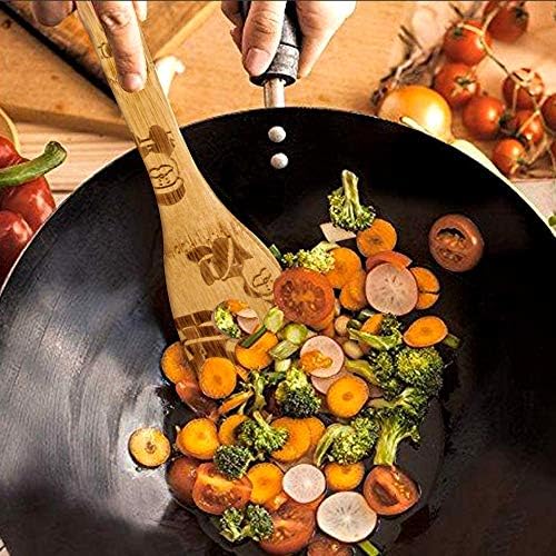 Unique Pattern Burned Wooden Spoons, Kitchen Utensil Set, House Warming Presents Bamboo Cooking Utensils Set (7pcs)
