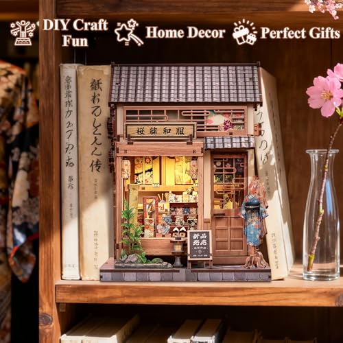 Image of CUTEBEE Japanese Book Nook Kit - 3D Wooden Puzzle Bookshelf Decor