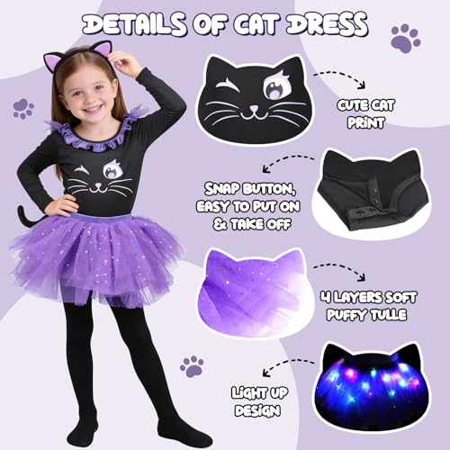 Disfraz de gato con luces para niñas 5-6 años miniatura 2