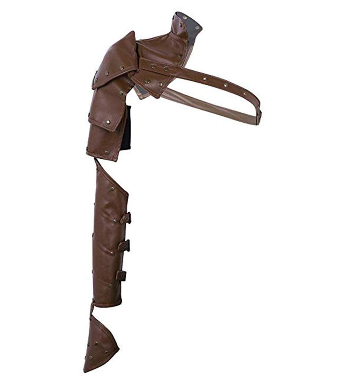 L'VOWGothic Shoulder and Arm Strap Medieval Faux Leather Gauntlet and Adjustable Shoulder Armor Costume Set