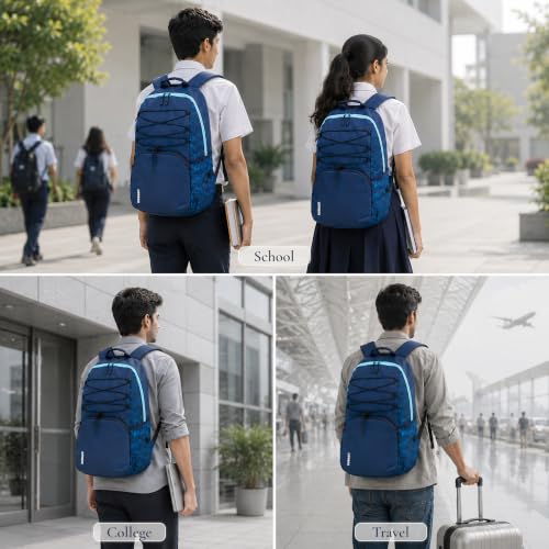 Image of Vega 21L School Bag for Boys & Girls | Waterproof & Lightweight Backpack | 2 Compartments, Dual Bottle Pockets | Comfortable for School & Tuition | 3 Years Warranty