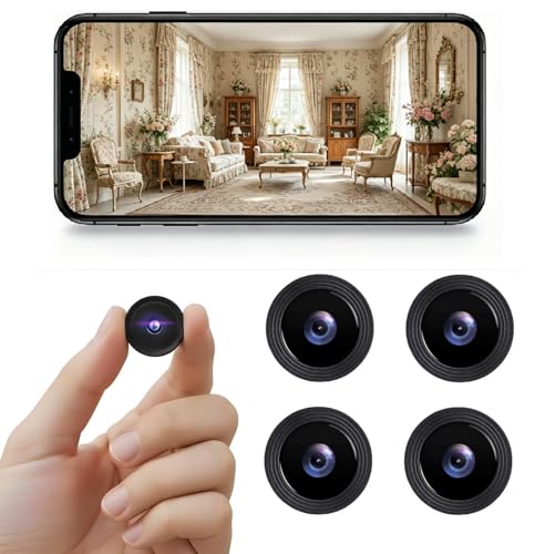 2026 Mejorada Cámara Oculta para Uso Doméstico, Mini Cámara de Seguridad WiFi, HD 1080P con Visión Nocturna Interior/Exterior para Bebés, Mascotas, Compatible con Teléfonos Inteligentes (4 pieza)