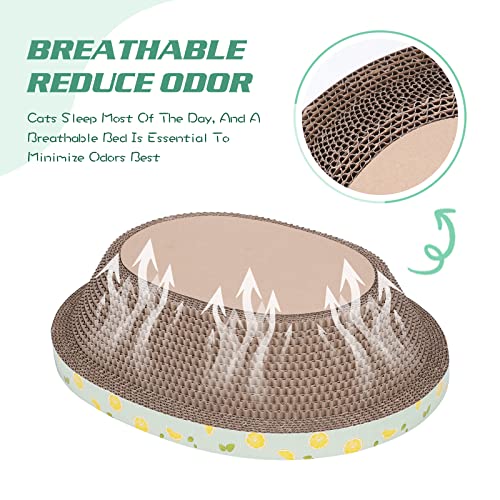 Oval Cardboard Cat Scratcher Bed Scratch Pad Nest Corrugated Scratching Board House, Training Toy For Furniture Protection (17.3") #TOP2